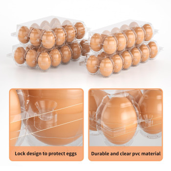 50 Pack Plastic Egg Cartons Cheap Bulk 12 Count Clear Blank Egg Containers For Chicken Eggs Reusable Egg Holder For Home Ranch