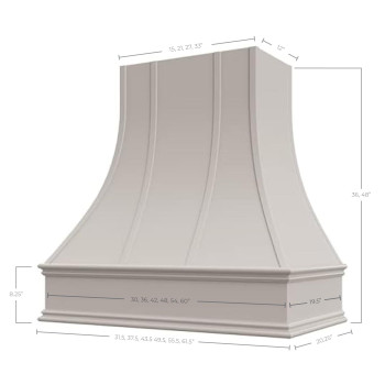 Riley Higgs Curved Front Light Grey Range Hood Cover With Decorative Molding Wall Mounted Wood Range Hood Covers Plywood An