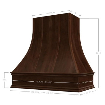 Riley Higgs Curved Front Espresso Range Hood Cover With Decorative Molding Wall Mounted Wood Range Hood Covers Plywood And