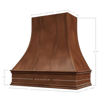 Riley Higgs Curved Front Chocolate Range Hood Cover With Decorative Molding Wall Mounted Wood Range Hood Covers Plywood And