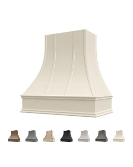 Riley Higgs Curved Front Antique White Range Hood Cover With Decorative Molding Wall Mounted Wood Range Hood Covers Plywood