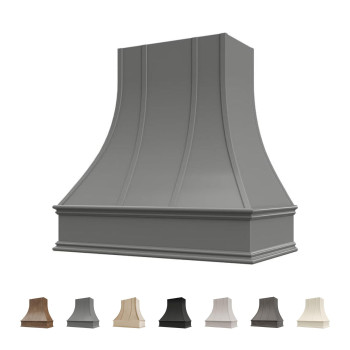 Riley Higgs Curved Front Grey Range Hood Cover With Decorative Molding Wall Mounted Wood Range Hood Covers Plywood And Mapl