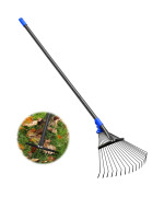 Garden Rake With Expandable Head From 95 Inch To 17 Inch Heavy Duty Metal Leaf Rake With 67 Inch Handle Thatching Lawn Rake F