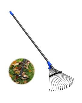 Garden Rake With Expandable Head From 95 Inch To 17 Inch Heavy Duty Metal Leaf Rake With 67 Inch Handle Thatching Lawn Rake F