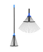 Adjustable Metal Leaf Rake Long Handle Garden Rakes For Lawns Heavy Duty Leaves With Expandable Head 817 Yard Women Kids Ra