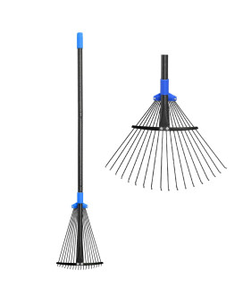 Adjustable Metal Leaf Rake Long Handle Garden Rakes For Lawns Heavy Duty Leaves With Expandable Head 817 Yard Women Kids Ra