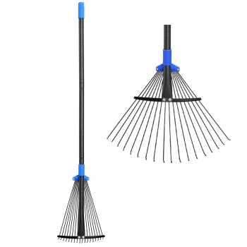 Adjustable Metal Leaf Rake Long Handle Garden Rakes For Lawns Heavy Duty Leaves With Expandable Head 817 Yard Women Kids Ra