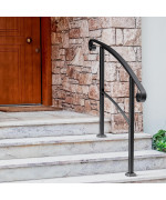 Xesi 34 Step Handrails For Outdoor Steps With Installation Kit Durable Wrought Iron Railing Versatile Curved Handrails For