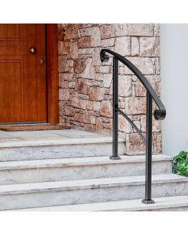 Xesi 34 Step Handrails For Outdoor Steps With Installation Kit Durable Wrought Iron Railing Versatile Curved Handrails For