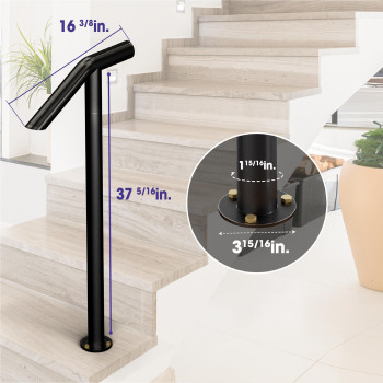 Xesi Single Post Handrail With Diy Took Kit Black Wrough Iron Hand Railing Outdoor Stair Railing Fit 2 Or 1 Step Handrails Fo