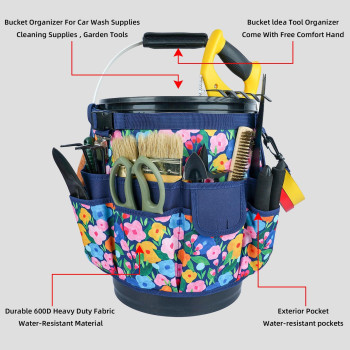 Melotough Bucket Idea Bucket Tool Organizer For Garden Tools Fit 35 To 5 Gallon Bucket Blue Flower