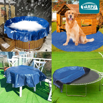 Tarpal 6Ft Round Small Tarp Waterproof 8Mil Poly Tarps Multifunctional Tarpaulin Dust And Uv Resistance Outdoor Cover For Pet Ho