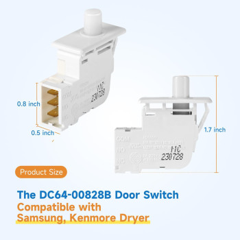 Oem Dc6400828B Dryer Door Switch Compatible With Samsung Kenmore Replacement Part Dc6400828A 2071595 Ap4578931 Ps4210965 Eap4