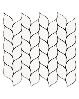 Tilingview 10 Pcs Vinyl Leaf Peel And Stick Tile For Kitchen Backsplash Premium Selfadhesive Tiles Wall Stickers White