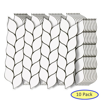 Tilingview 10 Pcs Vinyl Leaf Peel And Stick Tile For Kitchen Backsplash Premium Selfadhesive Tiles Wall Stickers White