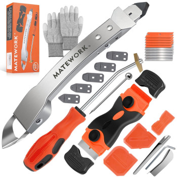 Caulking Tool Kit Stainless Steel Caulk Remover Caulking Tool Set With Cut Resistant Gloves Scraper Silicone Caulking Tools