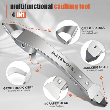 Caulking Tool Kit Stainless Steel Caulk Remover Caulking Tool Set With Cut Resistant Gloves Scraper Silicone Caulking Tools