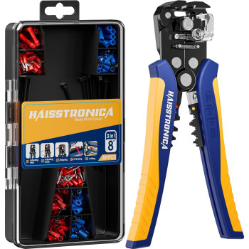 Haisstronica 201Pcs Wire Stripper Kit Automatic Wire Stripping Tool For Awg 2410 Cables With Insulated Terminals Self Adjust