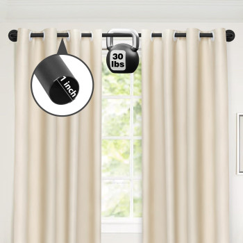 Refrze Blackout Curtain Rods For Windows 34 To 48 Inch Industrial Curtain Rods Wrap Around Curtain Rods For Bedroom 1 Inch Hea