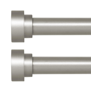 Hei Dear 2 Pack Silver Curtain Rods For Windows 28 To 48 Inch234Ft 1 Inch Diameter Heavy Duty Curtain Rods Adjustable Curta