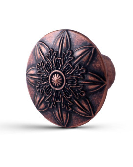 Xlroaafs 10 Pack Antique Copper Cabinet Knobs 125 Round Vintage Copper Knobs For Cabinets For Dresser Drawers Kitchen Cabine