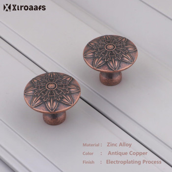 Xlroaafs 10 Pack Antique Copper Cabinet Knobs 125 Round Vintage Copper Knobs For Cabinets For Dresser Drawers Kitchen Cabine