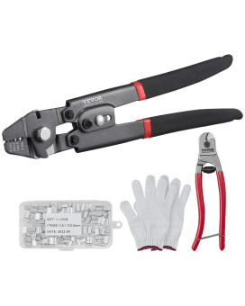 Vevor Crimping Tool Up To 22Mm Wire Rope Crimping Tool 164 332 Crimping Loop Sleeve Kit With A Cable Cutter And 160Pc