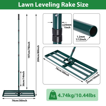 Lawn Leveling Rake Stainless Steel Lawn Leveler With 30 X10 Ground Plate 78 Adjustable Long Handle Level Lawn Tool For