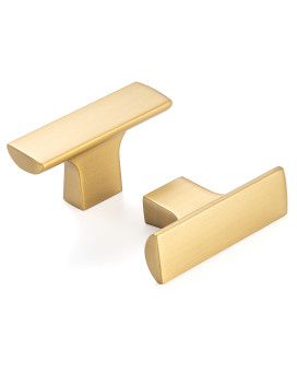 Askano Brushed Gold Tbar Kitchen Cabinet Knob Zk1098 Pack Of 10 Modern Pull Handle Solid Hardware For Drawer Dresser Bat