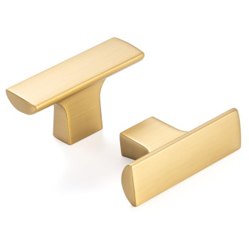 Askano Brushed Gold Tbar Kitchen Cabinet Knob Zk1098 Pack Of 10 Modern Pull Handle Solid Hardware For Drawer Dresser Bat