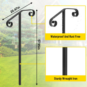 Spaceeup Single Post Handrails For Outdoor Steps Wrought Iron Single Post Handrail