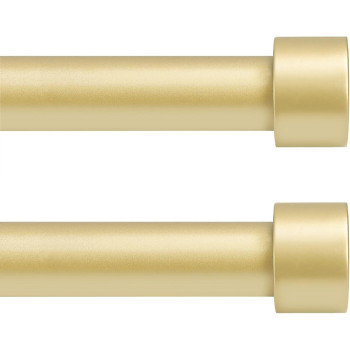 2 Pack Gold Curtain Rod For Window 72 To 144612Ft Ynl Adjustable Heavy Duty Curtain Rod With Cap Finials Modern Drapery Rod