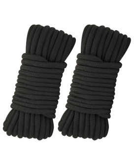 2Pcs Soft Cotton Rope 66Ft X 8Mm Thick Rope Black Cotton Rope Soft Tying Long Rope For Hanging Clothes Binding Luggage And H