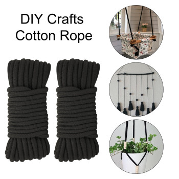 2Pcs Soft Cotton Rope 66Ft X 8Mm Thick Rope Black Cotton Rope Soft Tying Long Rope For Hanging Clothes Binding Luggage And H