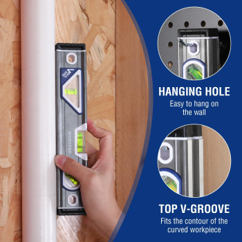 Workpro 10 Inch Torpedo Level Small Leveler Tool With 3 Different Bubbles 4590180 Bubble Level With Shock Absorbing End Caps
