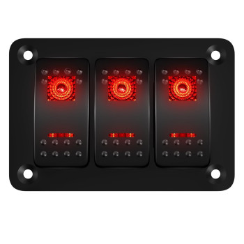 Daiertek 3 Gang Rocker Switch Panel 12V Marine Switch Panel Waterproof Red Led Light 5 Pin Onoff Rocker Toggle Switch Panel Pre