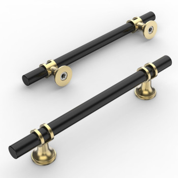 Amerdeco 10 Pack Matte Black And Gold Cabinet Pulls 5 Inch128Mm Hole Centers Kitchen Cabinet Handles Cabinets Hardware Drawer