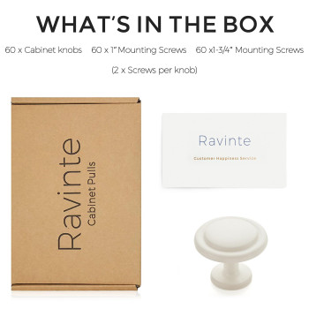 Ravinte 60 Pack 114 Inch Kitchen Cabinet Knobs Drawer Knobs Dresser Knobs White Frosted Zinc Knobs Drawer Pulls Door Knobs Dre