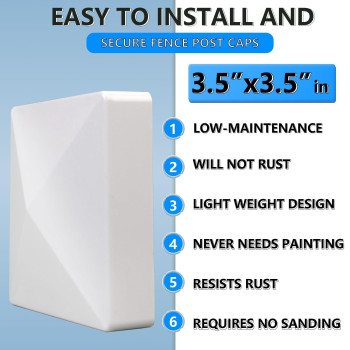 Rectoo 8 Pack 35 X 35 Vinyl Pyramid Style Fence Post Top Cap Only For Pvcvinyl Post With Actual Size Of 35 Not For Woo