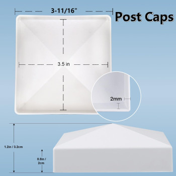 Rectoo 8 Pack 35 X 35 Vinyl Pyramid Style Fence Post Top Cap Only For Pvcvinyl Post With Actual Size Of 35 Not For Woo