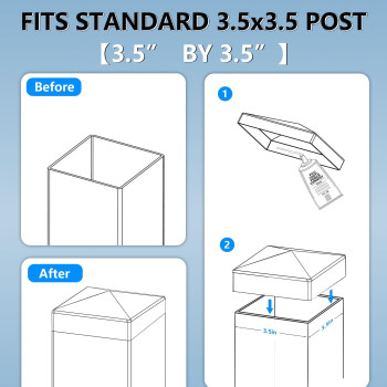 Rectoo 8 Pack 35 X 35 Vinyl Pyramid Style Fence Post Top Cap Only For Pvcvinyl Post With Actual Size Of 35 Not For Woo