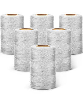 6 Roll Mason Nylon String 500 Feet Nylon Twine Braided Twine String Twine Heavy Duty Outdoor Twine Rope Hanging String Masonry S