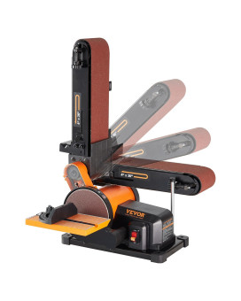 Vevor Belt Sander 6In Disc Sander And 4X36 In Belt Sander Combo With 43A Induction Motor Powerful Woodworking Sander With B