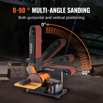 Vevor Belt Sander 6In Disc Sander And 4X36 In Belt Sander Combo With 43A Induction Motor Powerful Woodworking Sander With B