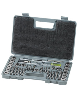 Vevor Tap And Die Set 40Piece Include Sae Size Ncnfnpt Bearing Steel Taps And Dies Essential Threading Tool For Cutting Ex