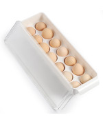 Cherhome Egg Container For Refrigerator Plastic Egg Holder 14 Count Egg Storage Container Egg Organizer Egg Tray For Refrigerato