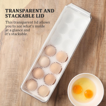 Cherhome Egg Container For Refrigerator Plastic Egg Holder 14 Count Egg Storage Container Egg Organizer Egg Tray For Refrigerato