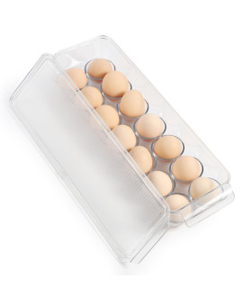 Cherhome Egg Container For Refrigerator Plastic Egg Holder 14 Count Egg Storage Container Egg Organizer Egg Tray For Refrigerato