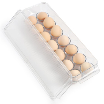 Cherhome Egg Container For Refrigerator Plastic Egg Holder 14 Count Egg Storage Container Egg Organizer Egg Tray For Refrigerato