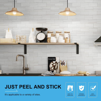 Vmozza Peel And Stick Backsplash 20Sheet Peel And Stick Wall Tiles 135 X 58 Pvc Subway Tile Stick On Backsplash For Kit